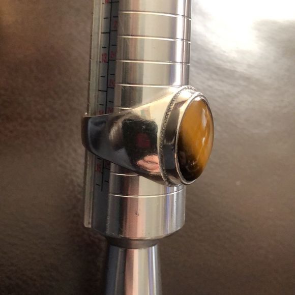 M VINTAGE Tigers Eye Sterling Silver Cabochon Oval Ring Sz 14-1/2 - Picture 9 of 14